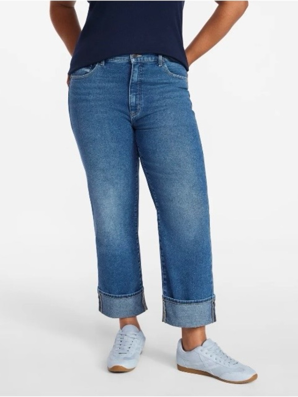 Time and Tru High Rise Straight Cuff Crop Jeans NWT